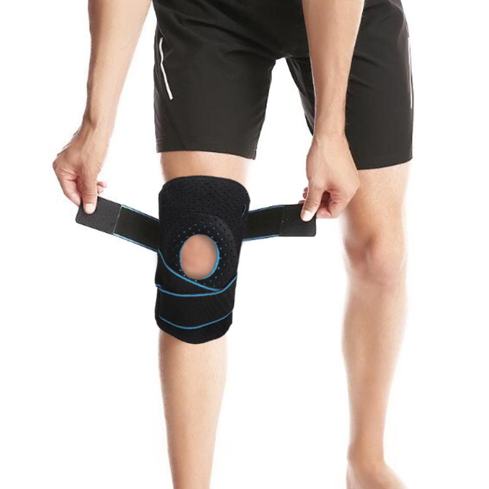 1pc Knee Brace with Side Stabilizers Breathable Sports Knee Support Protector(Black Pink )
