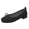 Дышащие сетчатые сандалии Zapatos Mujer, лето 2024, корейская мода, универсальные сандалии с квадратной головкой, плоской подошвой и бантом для рта