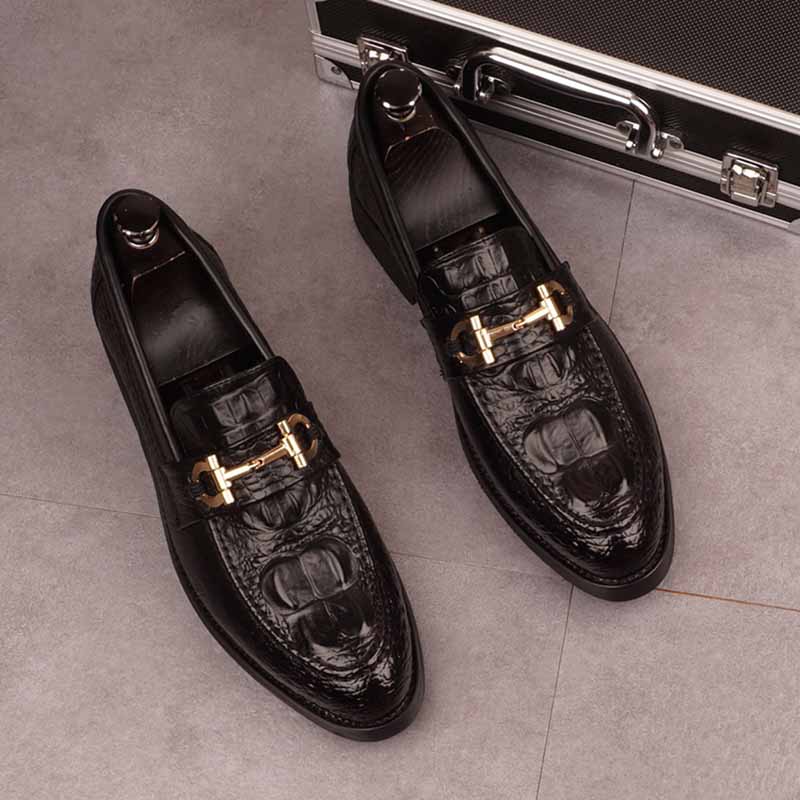Fashion New Fashion Designer Men's Pointed Black Metal Buckle Oxford Flats Casual Shoes Wedding Dress Prom Party Zapatos Hombre