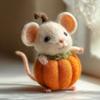 Halloween Pumpkin Mouse Ornament with Witch Hat Handmade Wool Felt Decoration Birthday Parties Props Halloween Decoration