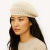 Japanese Style Hollowed Out Beret Hat Fashionable Crochet Knitted Cap Weave Painter Hat  Summer