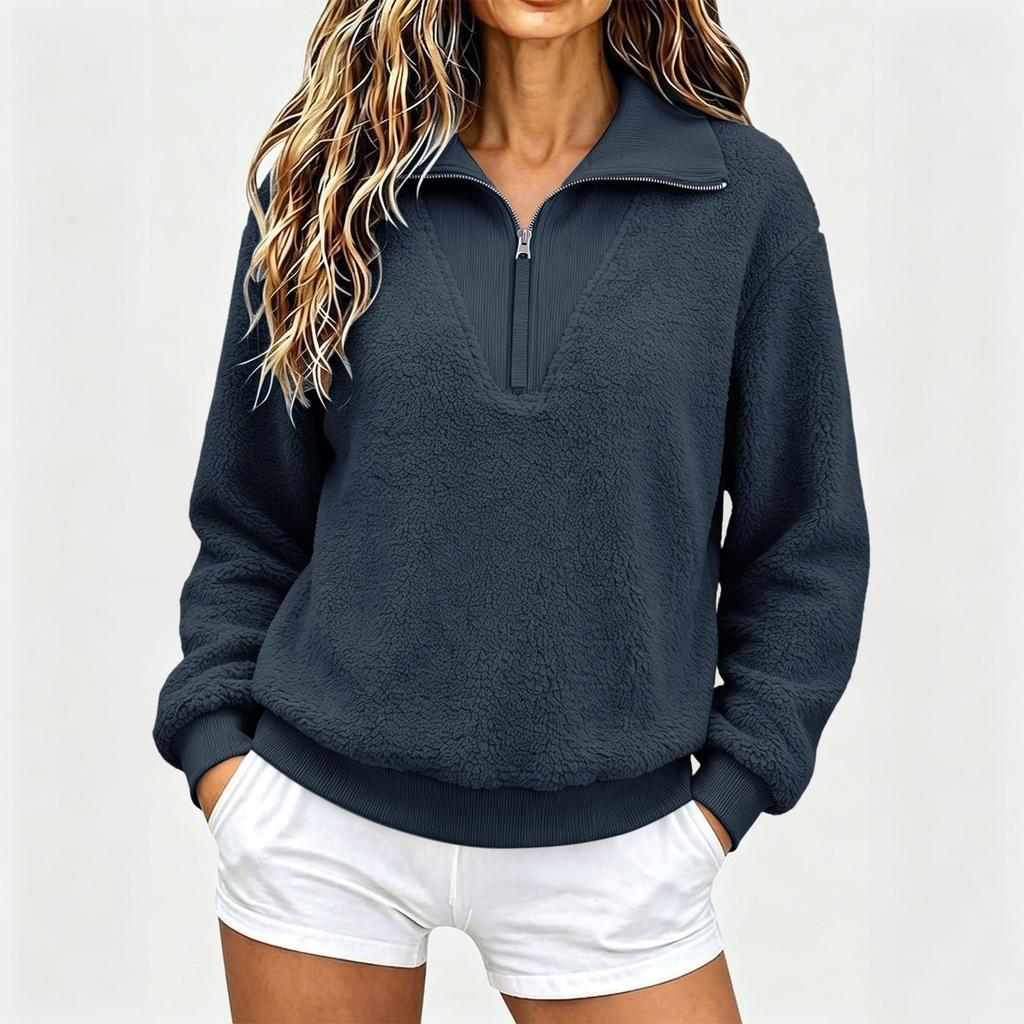 Women's Zip Pullover Long Sleeve Sweatshirt