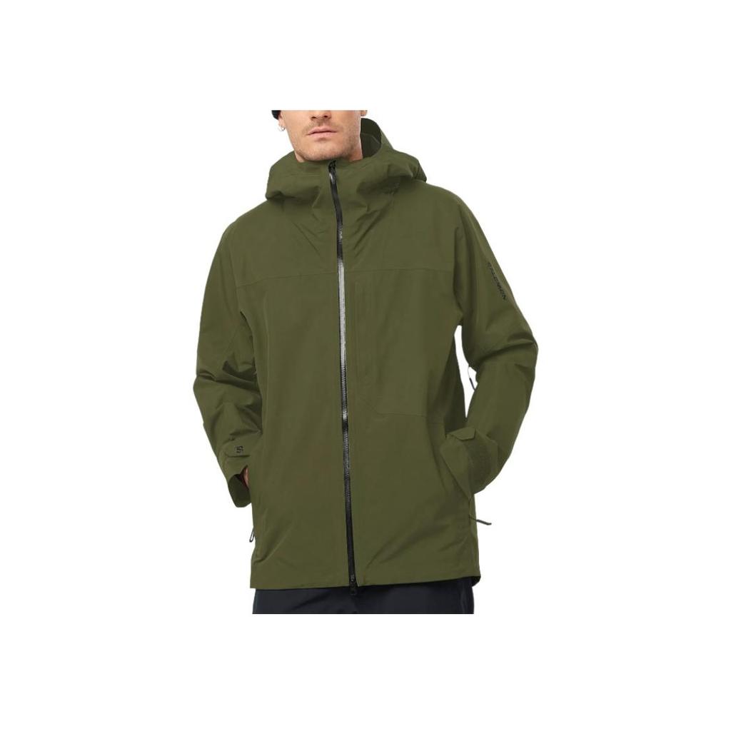 Salomon Solid Color Hooded Zip Pocket Long Sleeve Jacket Men jackets Green LC2305200