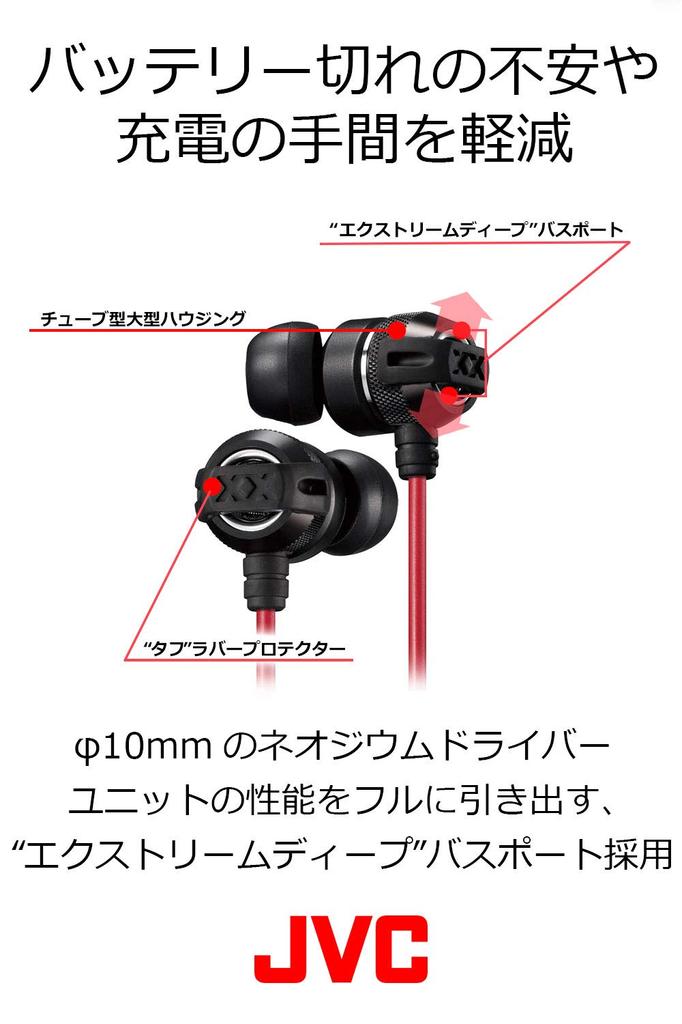 Наушники JVC серии XX канального типа красные черные HA-FX33X-RB и