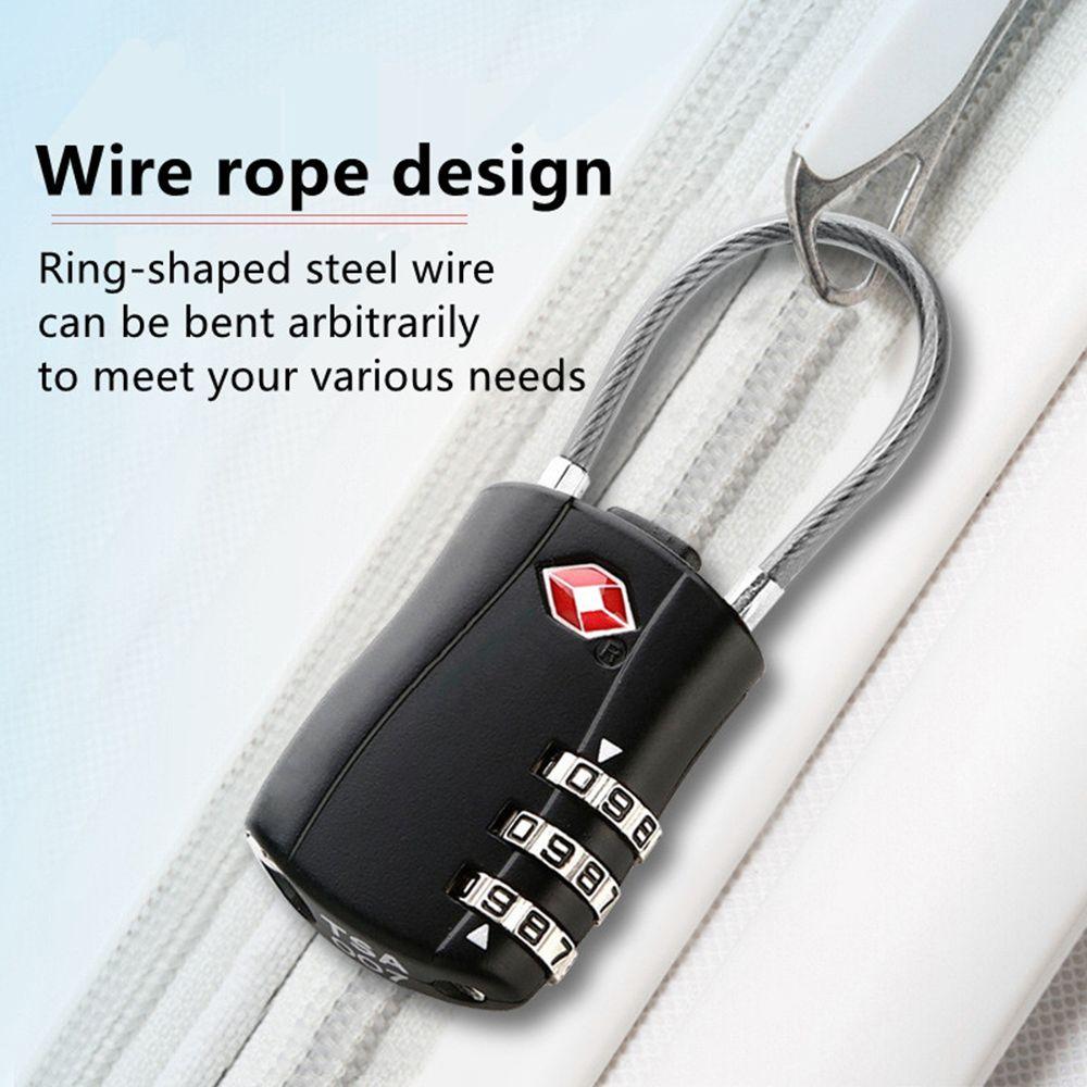 Security Multi-purpose TSA Customs Lock Anti-theft Safely Code Lock 3 Digits TSA Steel Wire Lock