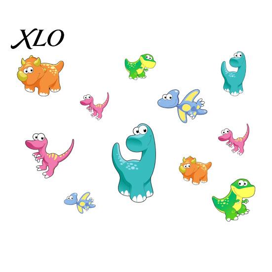 Versatile Dinosaur Wall Art for Bathroom Luminous Cartoon Sticker, Self-Adhesive Decorative Decals Kids Room Waterproof PVC Nursery Bedroom DIY Scene