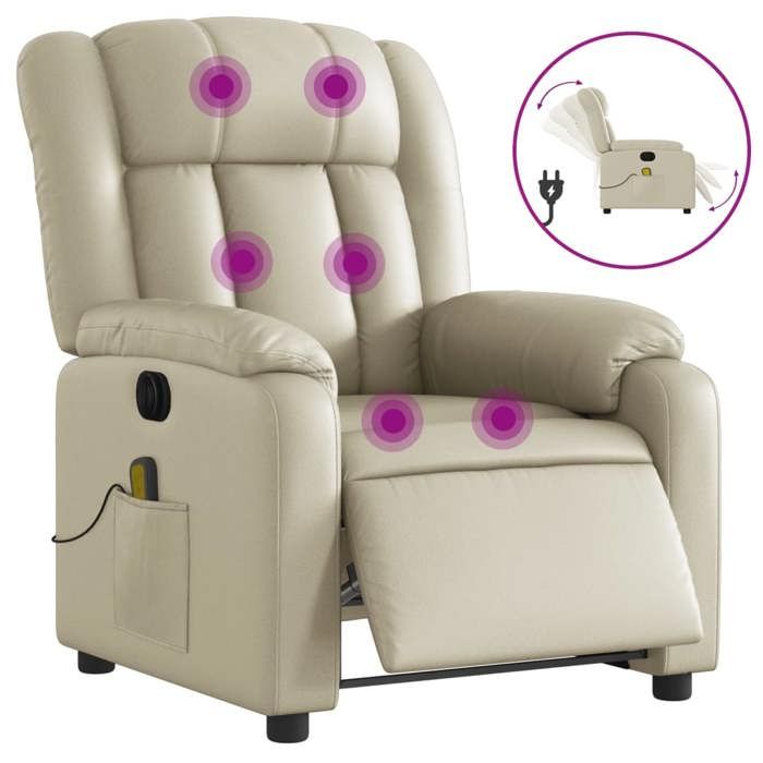 VidaXL Fauteuil de Massage Inclinable Électrique, Chaise de Relaxation avec Dossier, Siège avec Accoudoirs Salon, Moderne, 3205258