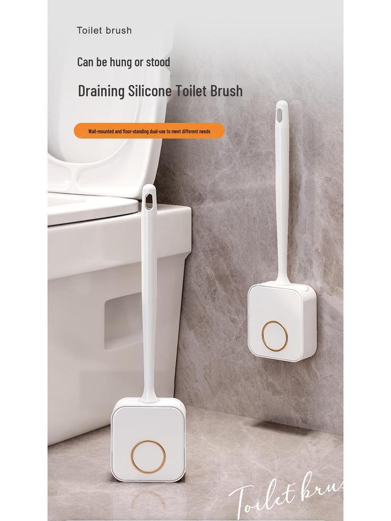 Luxury Wall-Mounted Silicone Toilet Brush Set - No Dead Angle Design