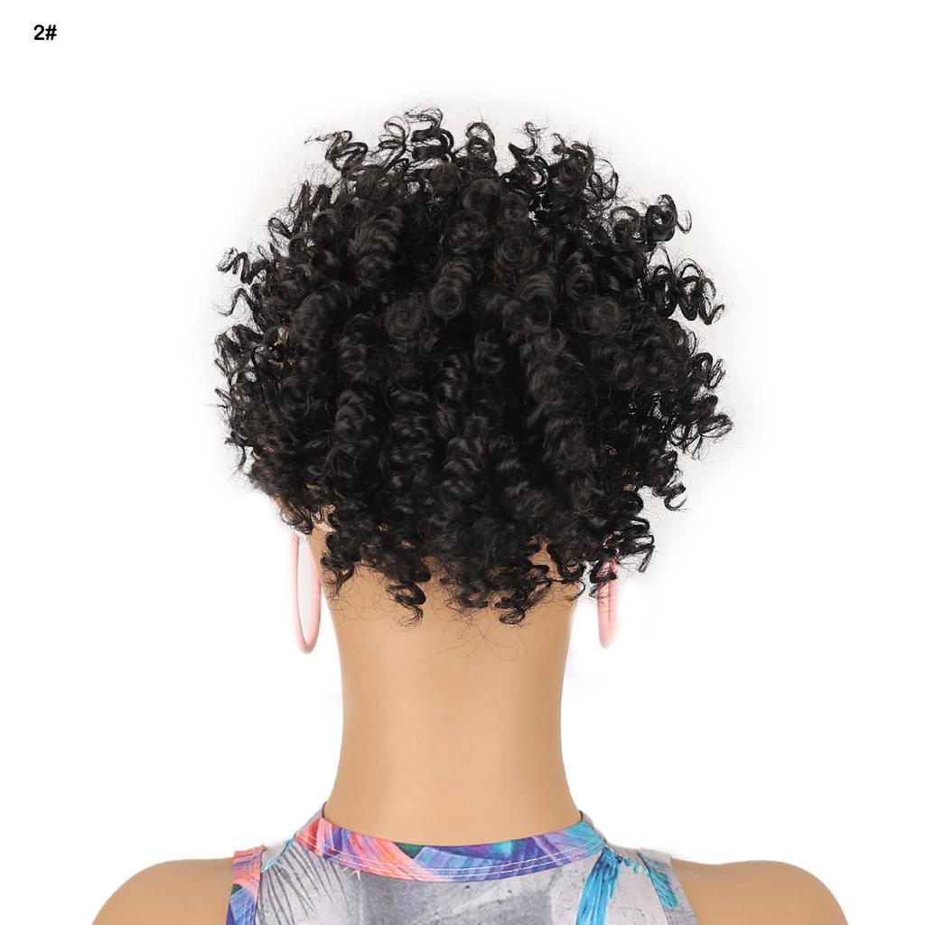 Африканский кудрявый пучок-бублик шиньон резинка обертка афро пуф черный синтетический парик для женщин для ежедневного использования