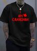 Unisex Crew Neck Tee Maple Leaf Canadian Letter Print Short Sleeve Loose Oversized Male Casual Soft Breathable Basic Daily Wear Top