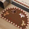 Коврик для входной двери Год Лошади Можно резать Шелковый Круглый Красный Праздничный и Устойчивый к грязи Дверной коврик Коврик для входной двери