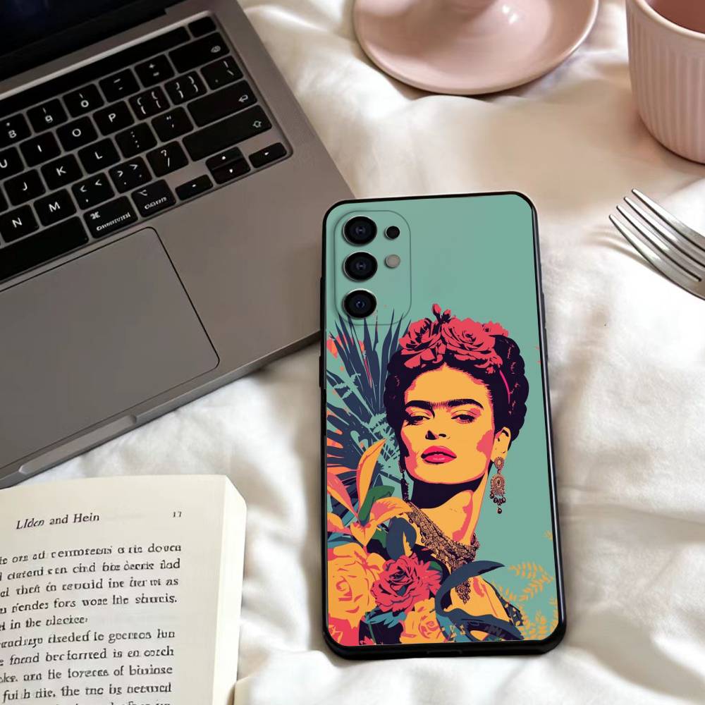 Чехол для телефона с рисунком Фриды Кало для Samsung S25,24,23,22,30,21,10,9,Ultra,Plus,Lite,FE,4,5 G Мягкий черный чехол