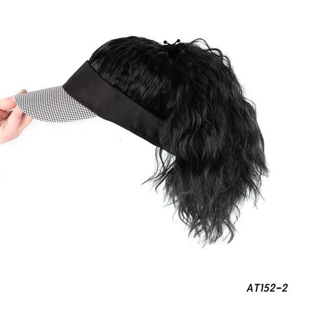 Шляпа парик с синтетическими волосами, летняя шляпа от солнца, бейсболка, короткие волнистые вьющиеся волосы для женщин, мода