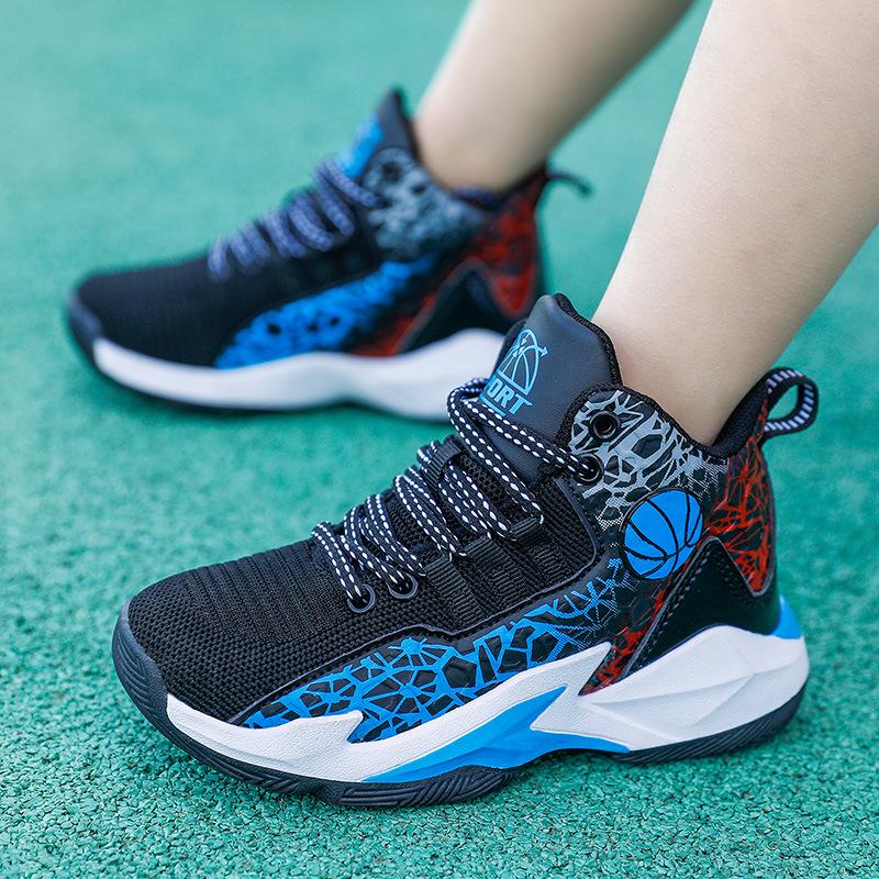 Детские высокие нескользящие баскетбольные и беговые кроссовки для спортивных тренировок
