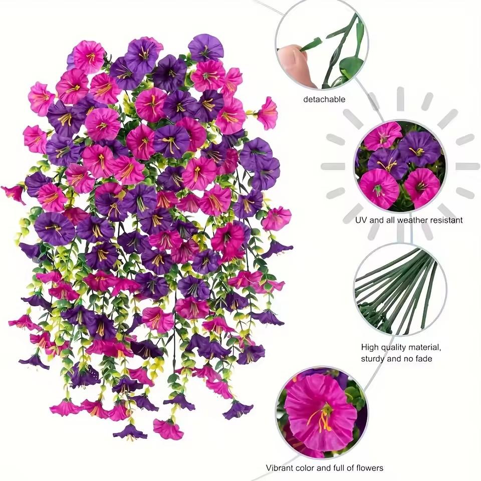 1/10PCS Artificial Morning Glory Hanging Flowers Fake Flower Outdoor Home Garden Wall Hanging Petunias Plants Wedding Decoration