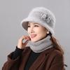 Middle-aged Mother Hat Autumn and Winter Velvet Warm Women's Scarf Two-piece Set Old Lady Winter Windproof Basin Hat