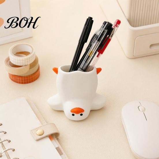 Gel Pen Storage Container Upside Down Duck Holder, 3D Printed Desk Organizer, Funny Desktop Stationery Holder for Office School, Creative Gift