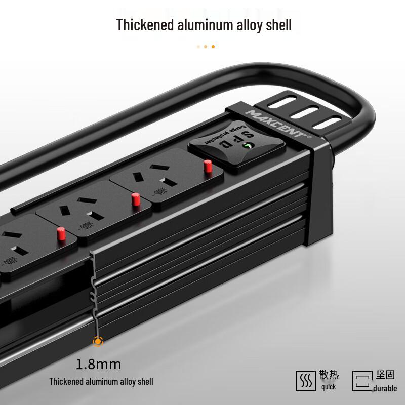 MAXCENT 8-Outlet PDU Cabinet Power Strip with Lightning Protection