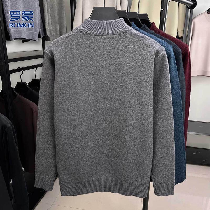 ROMON Men's Thickened High-Neck Half-Zip Knitted Pullover Sweater