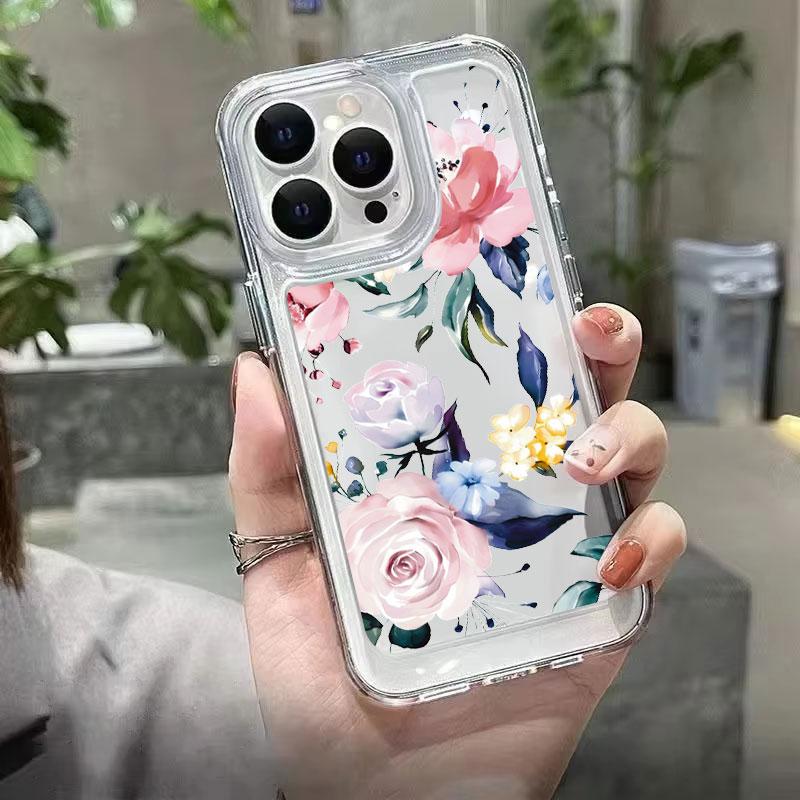 Прозрачный чехол для телефона с цветком лотоса Для iPhone 11 Чехол iPhone 13 14 12 15 16 Pro Max XR XS X 7 8 Plus SE 2020 Ударопрочный чехол