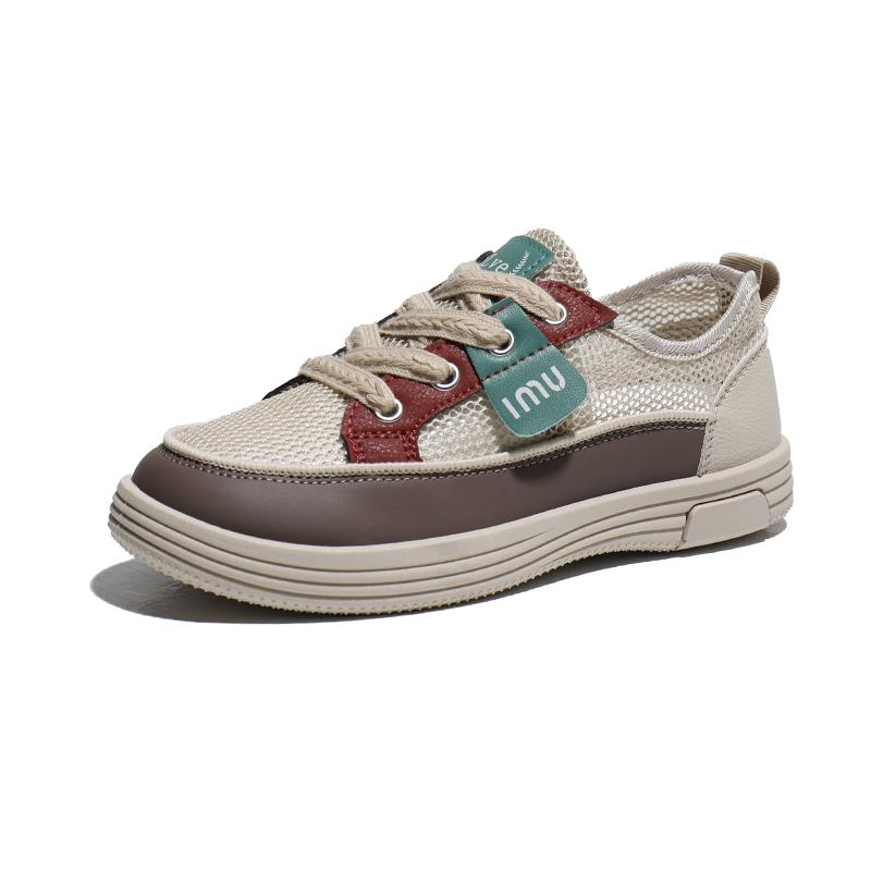 Fashion 2025 Shoes Female Mixed Colors Mesh Women's Vulcanize Shoes Outdoor Breathable Women Sneakers Lace Up Low Heel Casual Shoes