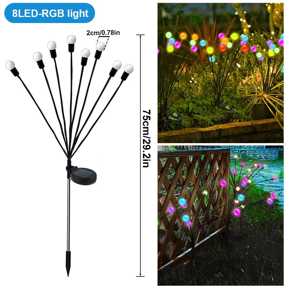 8/10LED Firefly Light RGB Solar Outdoor Firefly Garden Lights Waterproof Swaying Fairy Light for Yard Patio Decoration