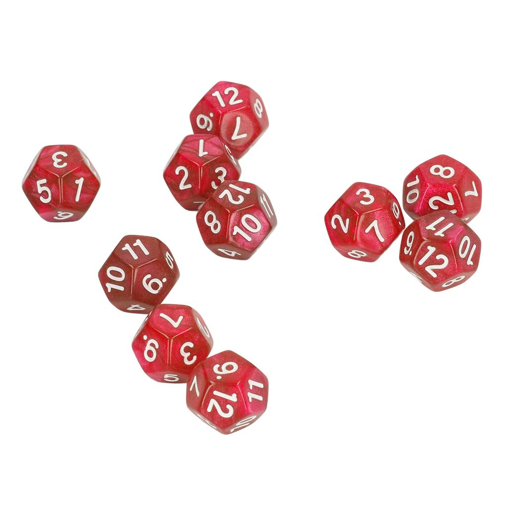 40pcs Polyhedral Dice Clear Numbers Waterproof Prevent Oxidation 12 Sided Dice Set for Game Teaching Red