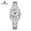 NAVAFORCE Женские кварцевые часы Церемония Вечеринка Ремешок из нержавеющей стали Водонепроницаемые Квадратный римский циферблат Женские повседневные модные аксессуары Часы NF5065