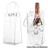 1Pc PVC Leakproof Ice Bag Eco Friendly Transparent Ice Pack Portable Ice Bucket Wine Champagne Bottle Chiller with Carry Handle