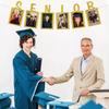 Senior Photo Banner Congrats Grad Paper Photo Frame High School College Graduation Bunting Decorations Congrats Senior Picture Banner Gold Glitter