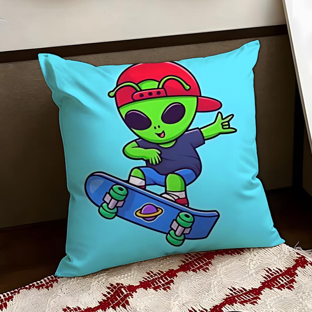 Loopy Silly Alien Cushion Cover Reversible Soft Durable Pillow Cover Home  Car MultiScene Use for Daily Comfort