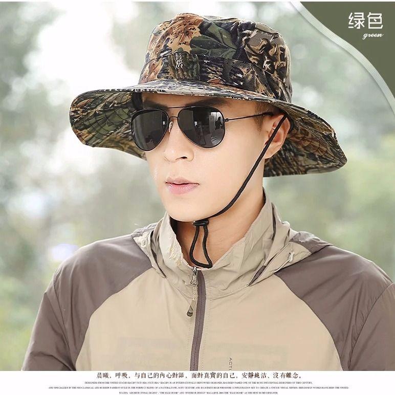 Hat Men's Summer Sunshade Sun Hat Outdoor Mountaineering Fishing Foldable Large Brimmed Fisherman's Hat Men's