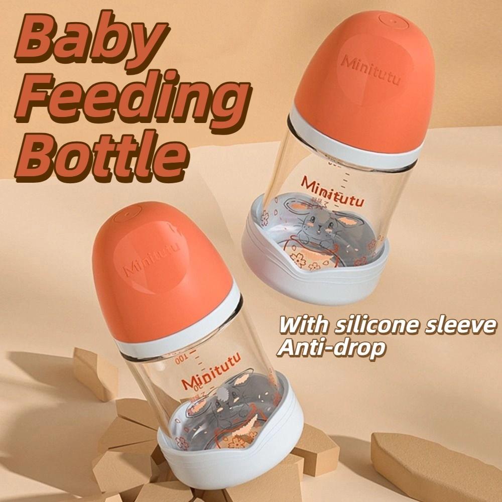 Cartoon Newborn Glass Bottle Wide Mouth Baby Milk Bottle Baby Feeding Bottle  Infant Feeding