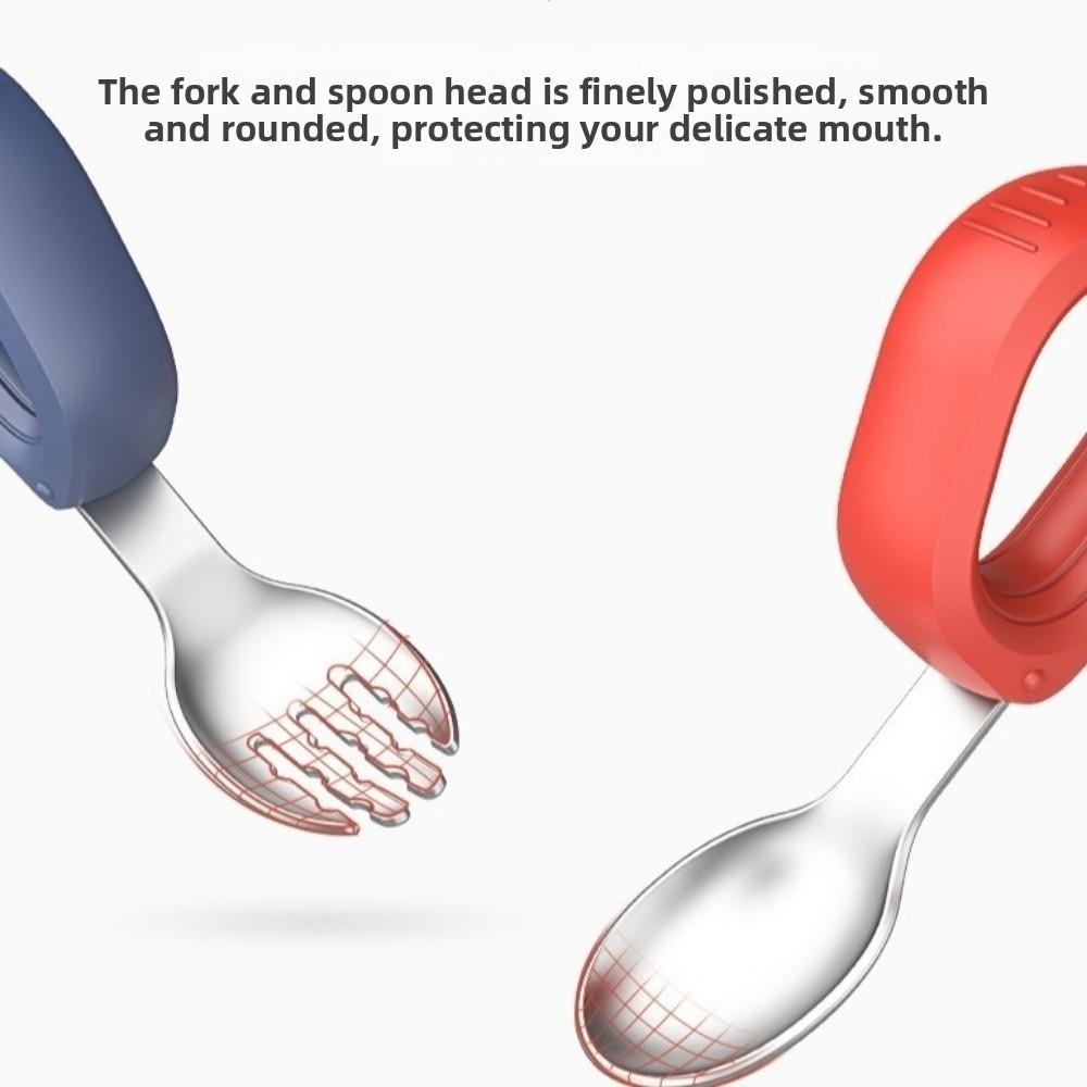 Anti-Choke Design Children's Tableware Set Silicone Handle Auxiliary Food Forks Training Children