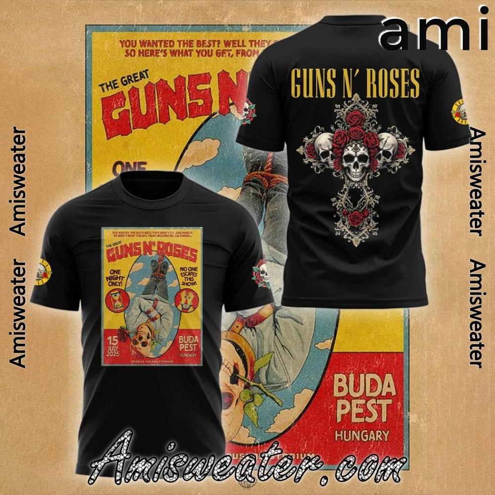 Guns N’ Roses Будапешт Венгрия Тур 2025 Футболка Унисекс Футболка