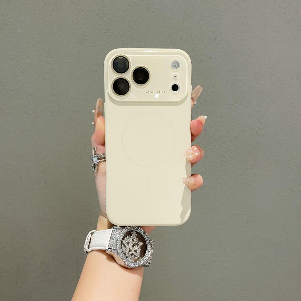 Чехол с большим окном из жидкого силикона с магнитами для iPhone 17 Air 16 15 14 13 Pro Max Для беспроводной зарядки Magsafe Матовый защитный чехол