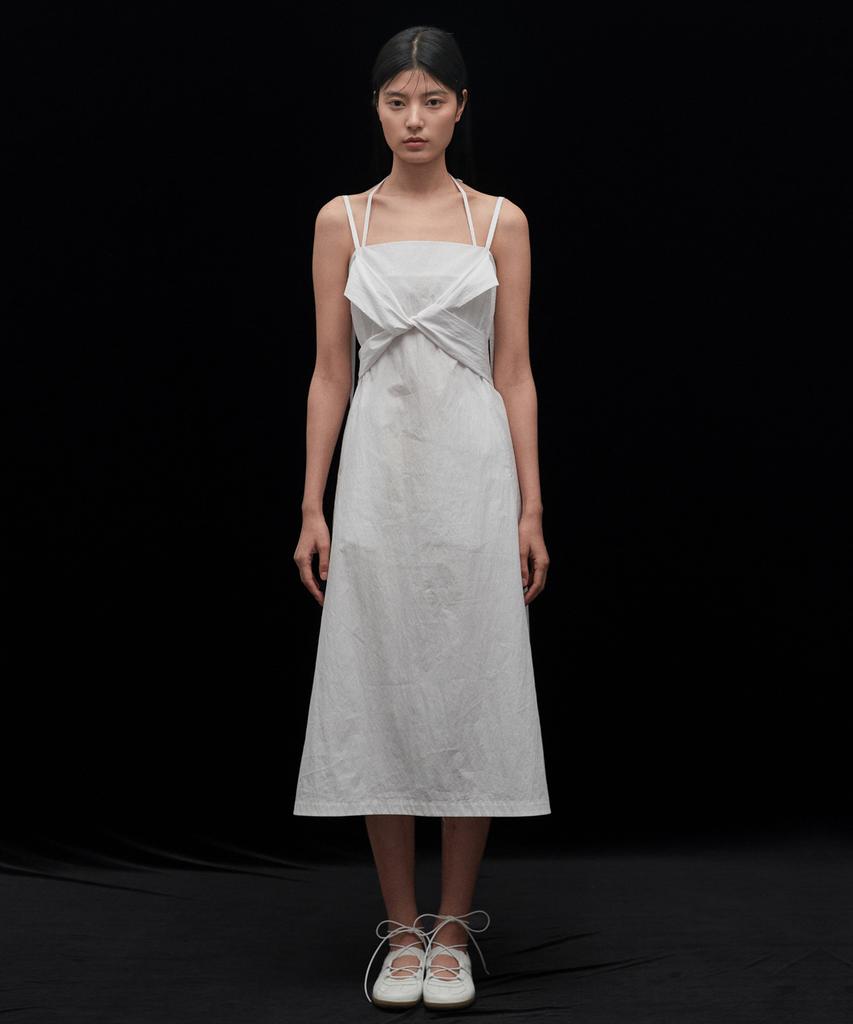 Biscuit Shop Band Detail Slip Dress (White)
