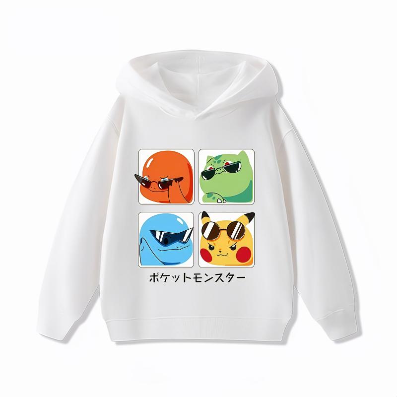 New Stylish Anime Cartoon Pikachu Print Kids Hoodie, Soft Warm Hooded Pullover, Daily Casual Tops for Autumn & Winter