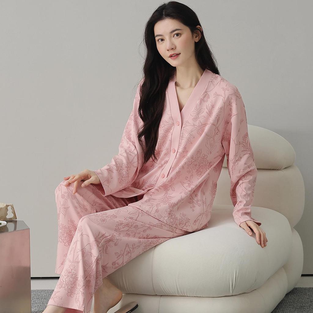 Женская пижама из 100% хлопка с длинным рукавом, 2025: Идеально для осени, зимы и весны, можно носить на улице, домашняя одежда из 100% хлопка в стиле кимоно