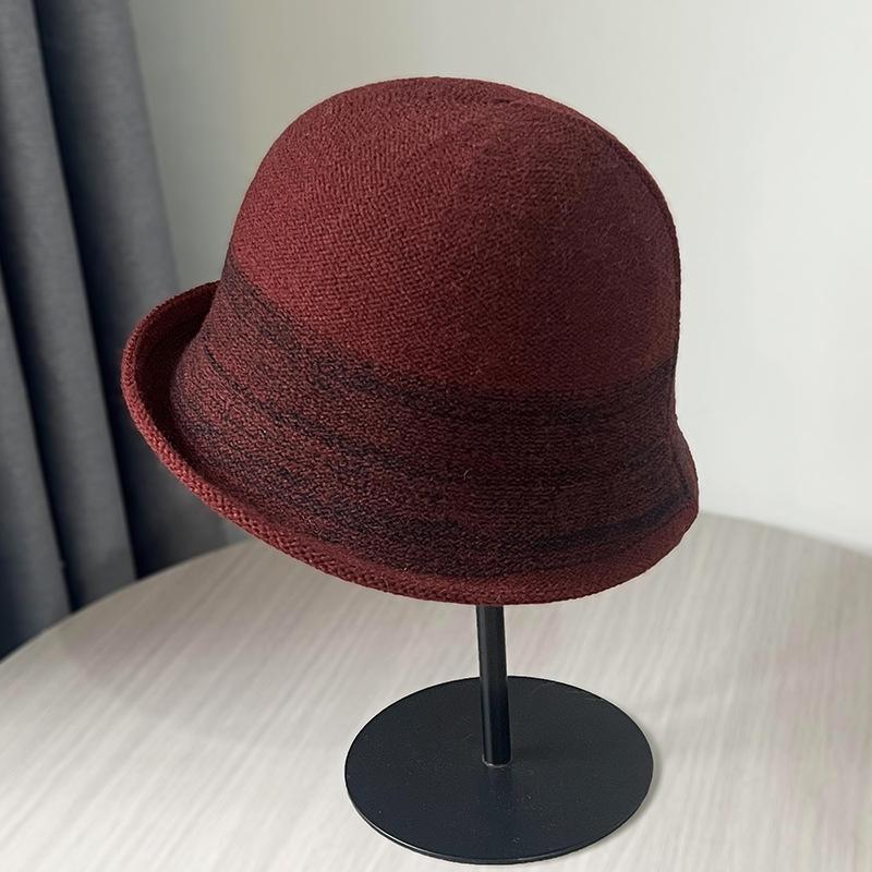 Ретро гофрированная рыбацкая шляпа детская осень и зима британский темперамент котелок показывает маленькое лицо элегантная шерстяная шляпа-котелок тренд