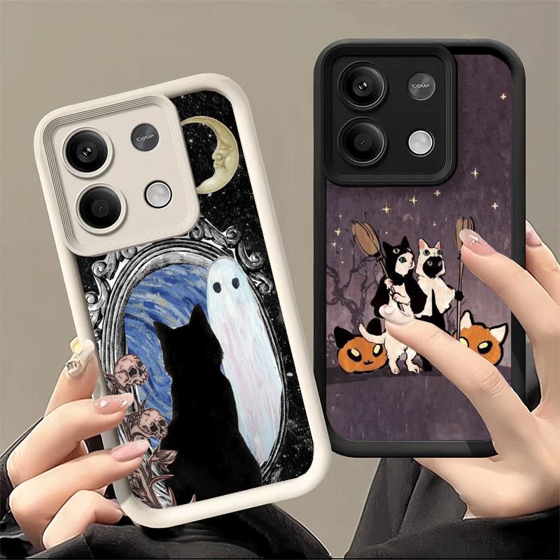 Чехол для телефона Xiaomi Redmi Note 15 14 13 Pro Plus Черный Кот Ведьма Эстетика Оболочка 12S 11 11S 11T 5G 14S Мягкий Силикон Funda