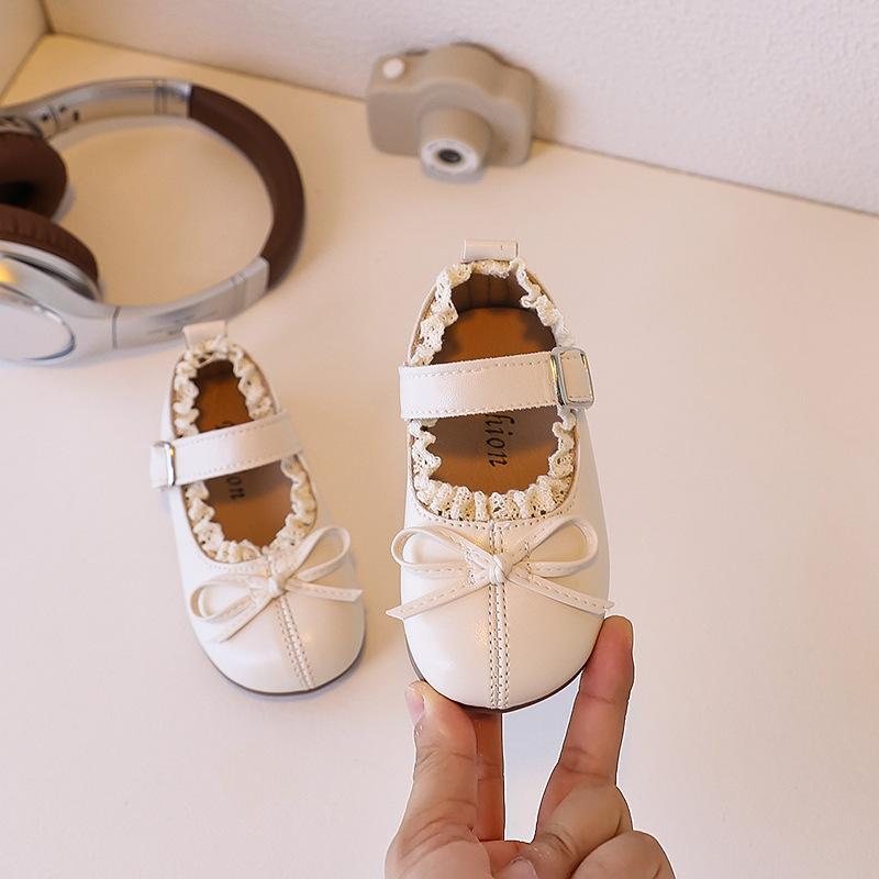 Children's leather shoes2026New Autumn Korean Style Girls' Versatile Bow Princess Shoes Student Soft Sole Flats