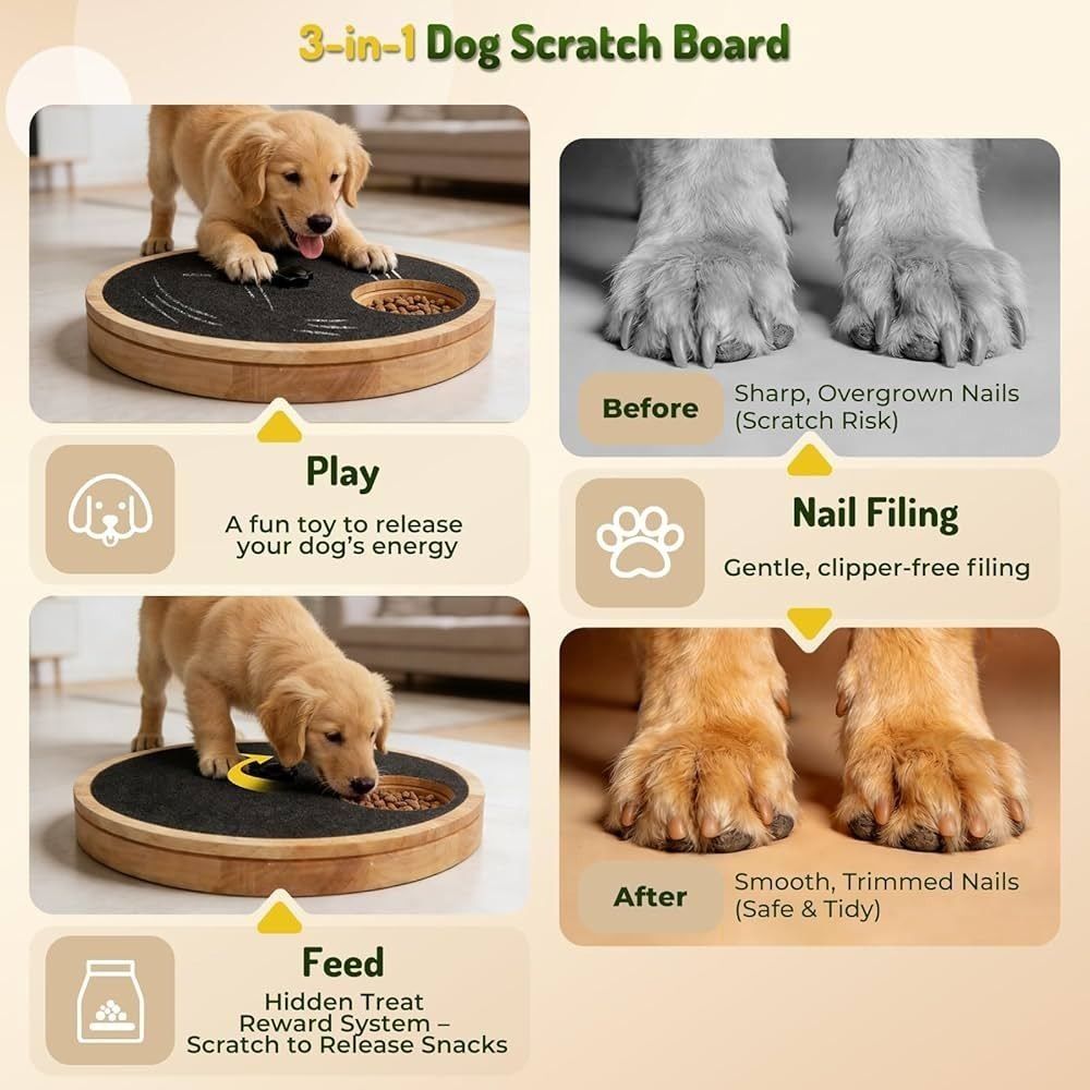 Solid Wood Nail Scratch Pad Rotating Dog Nail File Toy Dog Nail Grinding Pad Pet Grooming