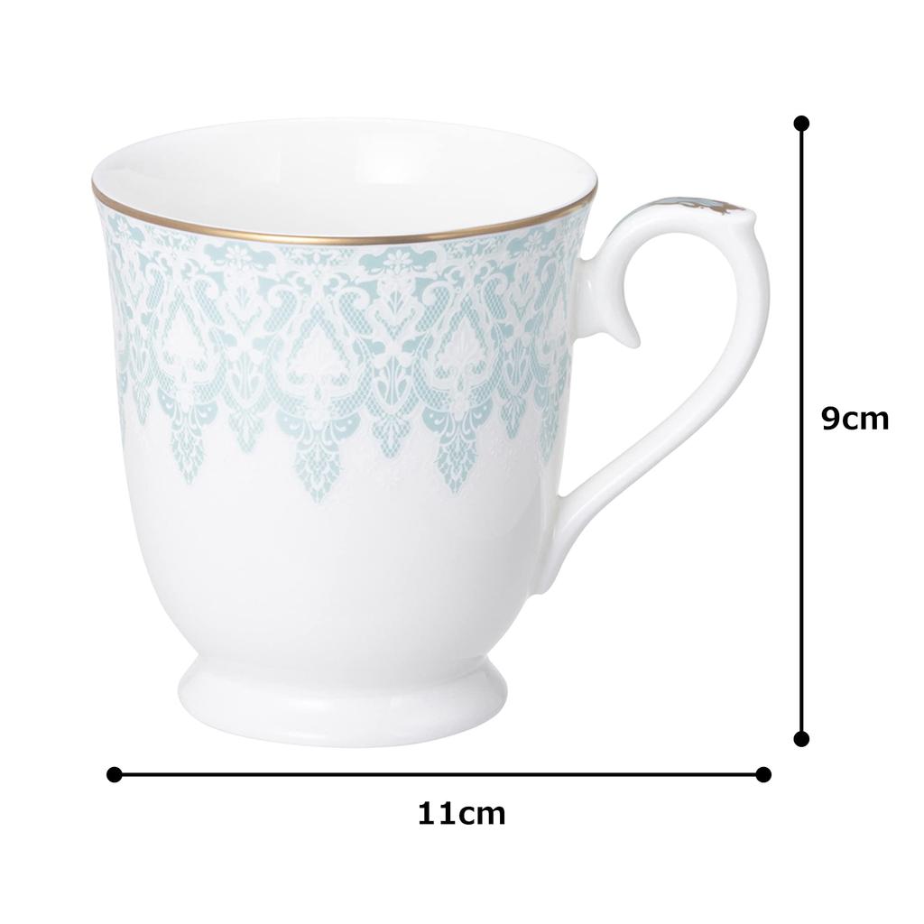 NARUMI Pair of Aurora Lace Blue and Cute and Microwave Gift Mugs, Design, 290cc, Pattern, Pink, Stylish, Gift, Safe, Boxed, 97104-21475