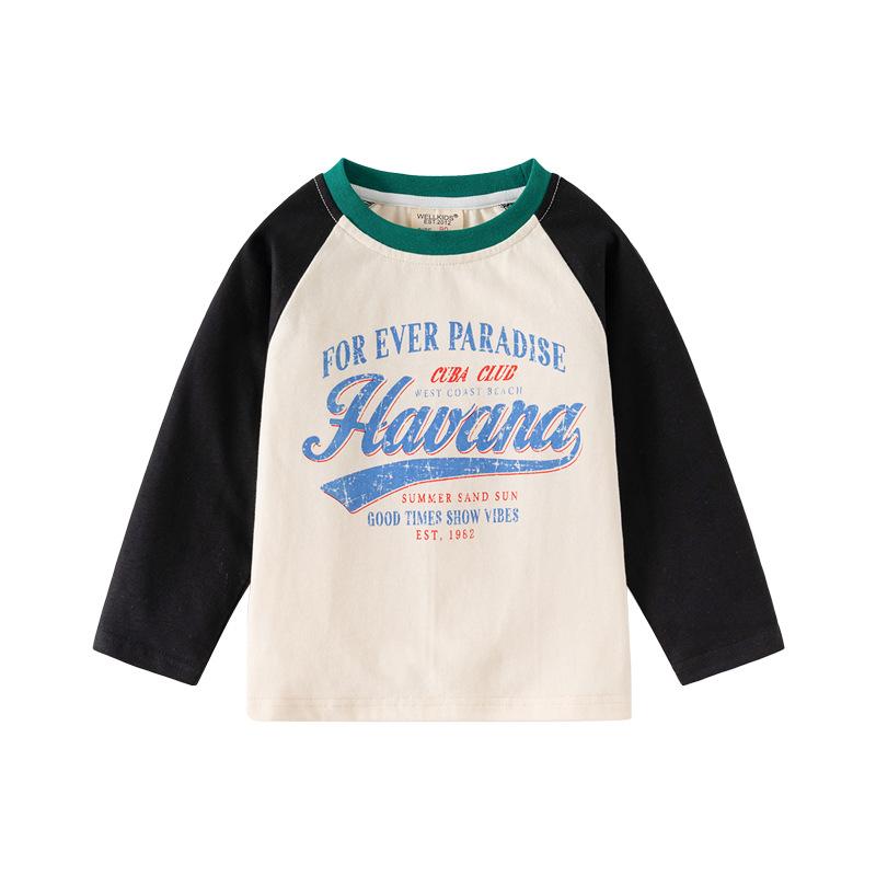 Boys Raglan Sleeve Cotton T Shirt Long Sleeve Casual Spring Autumn Base Layer Top Fashion Clothing for Toddler and Kids