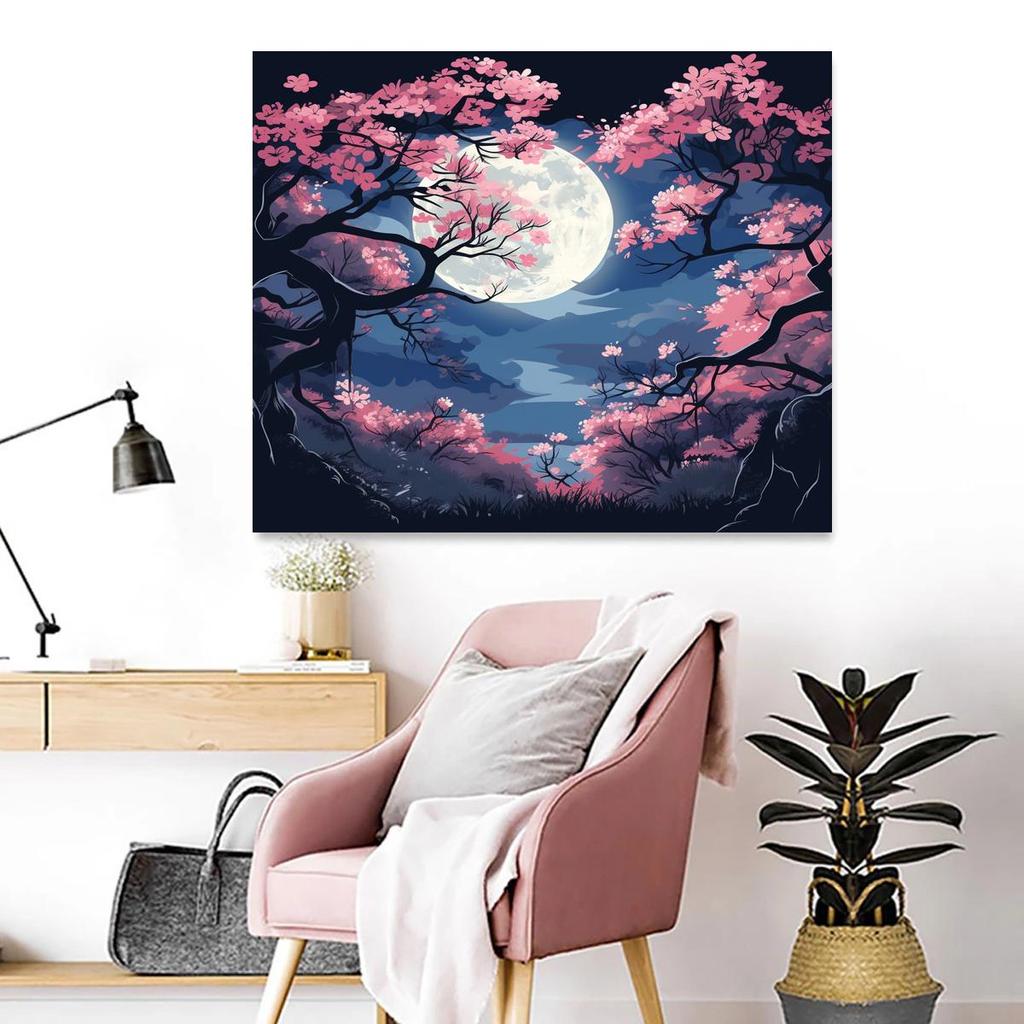 RUOPOTY Рамка под луной, пейзаж, сделай сам, наборы для рисования по номерам, акриловая картина, домашний настенный художественный декор для уникального подарка, работа