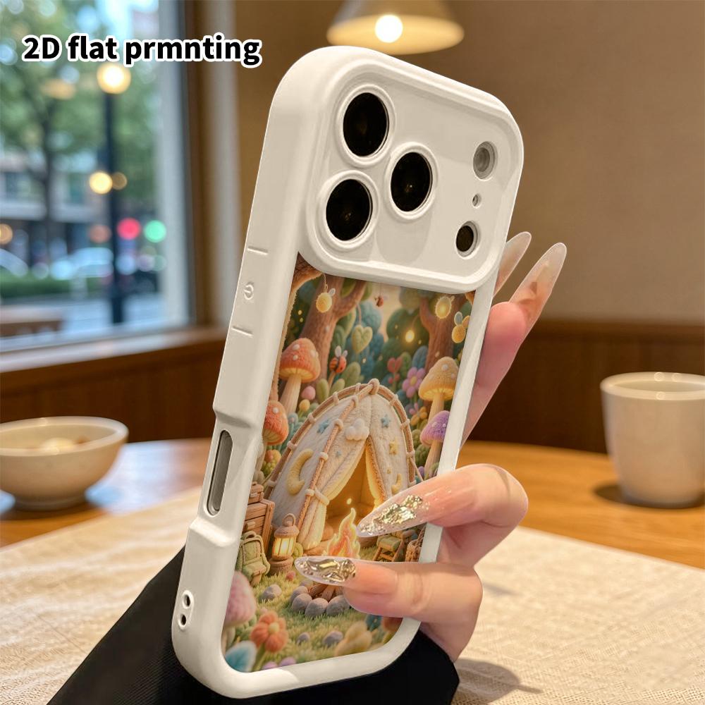 Phone Case: 2D flat, suitable for iPhone 18, 17, 16, 15, 14, 13, 12Pro protective case, forest campsite, perfect Christmas and Halloween holiday gift
