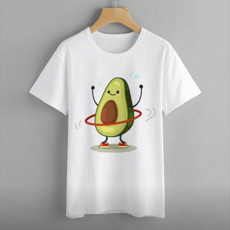 Женская одежда, принт с изображением арбуза, ананаса, банана, фрукта, круглый вырез, топ с короткими рукавами