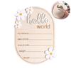 Baby Announcement Sign, 5.91X4.13 Inch Wooden Newborn Announcement Sign Hello World Newborn Sign