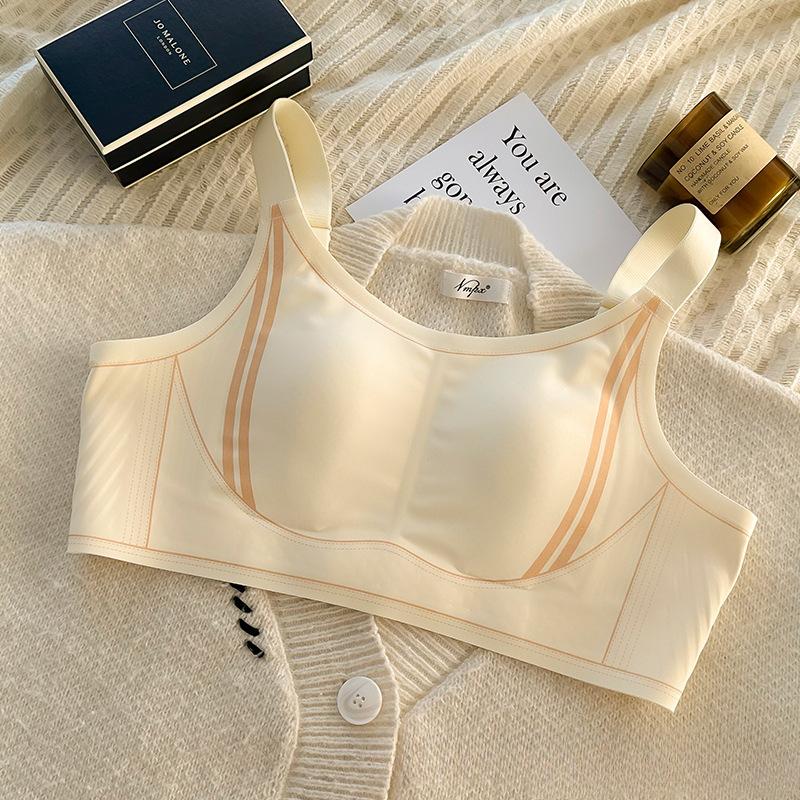 Women's Summer Thin Rabbit Ear Cup Adjustment Type Large Breast with Small Retraction and Anti Sagging Non Mark Bra